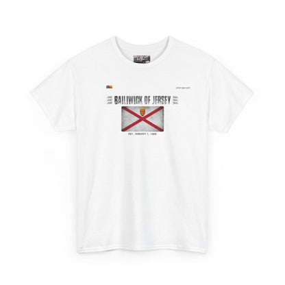 Bailiwick Of Jersey flag t-shirt in White — premium cotton, Nordenatt