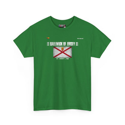 Bailiwick Of Jersey flag t-shirt in Turf Green — premium cotton, Nordenatt