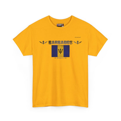 Barbados flag t-shirt in Gold — premium cotton, Nordenatt