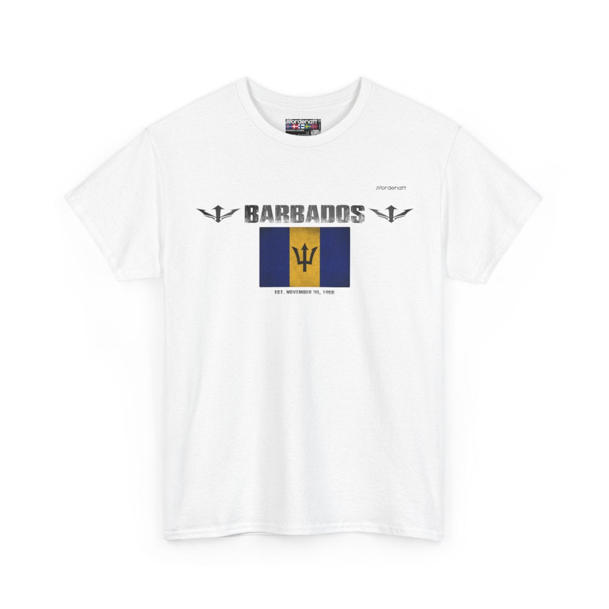 Barbados flag t-shirt in White — premium cotton, Nordenatt