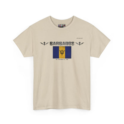 Barbados flag t-shirt in Sand — premium cotton, Nordenatt