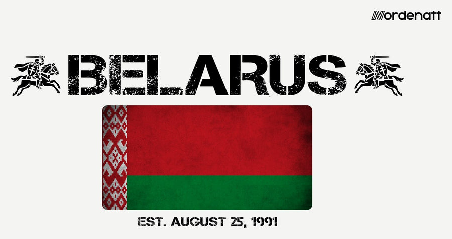 Belarus design preview: flag, date and emblem inspiration printed on light t-shirts (Nordenatt)
