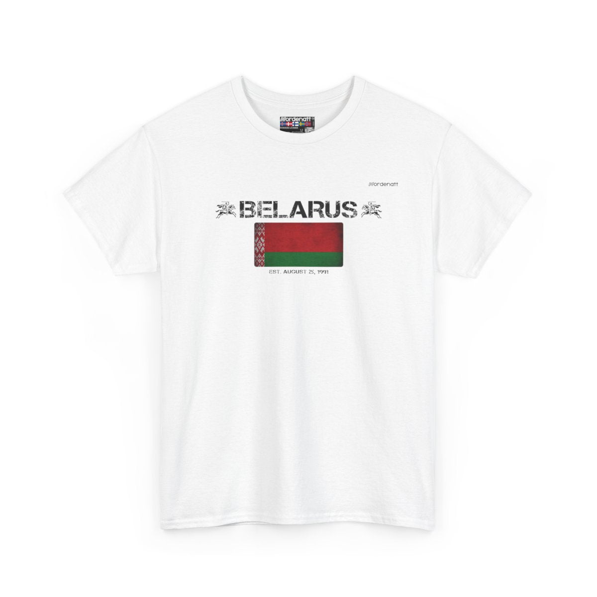 Belarus flag t-shirt in White — premium cotton, Nordenatt