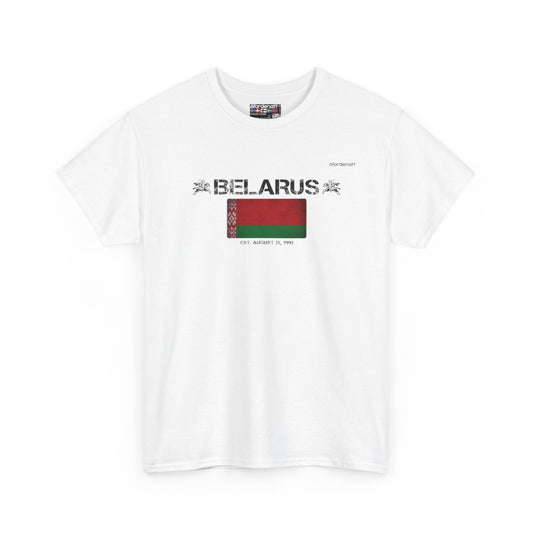 Belarus flag t-shirt in White — premium cotton, Nordenatt