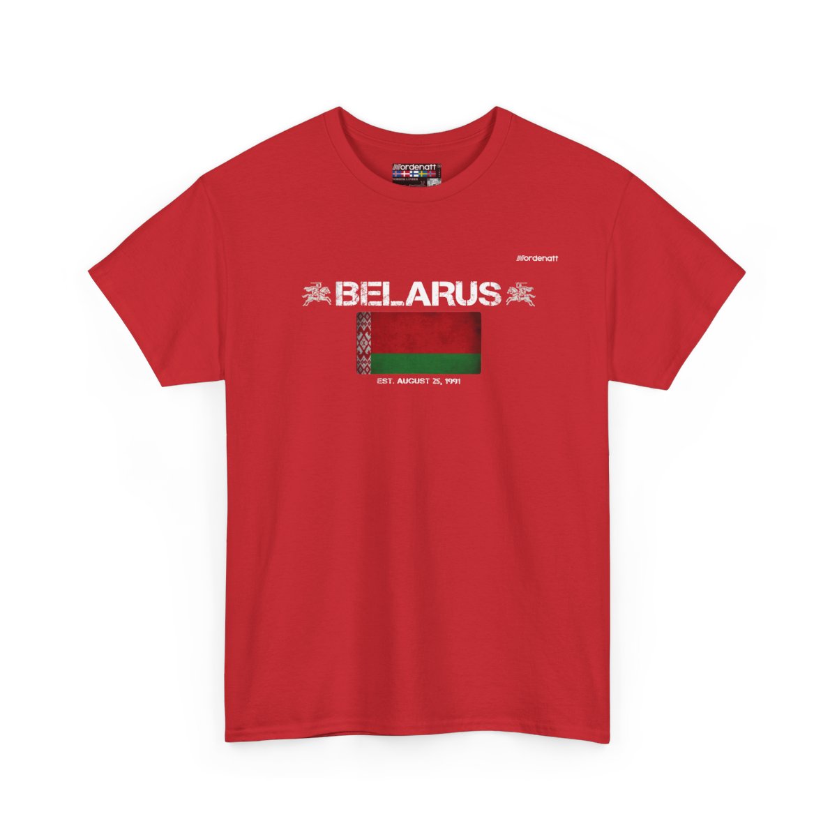 Belarus flag t-shirt in Red — premium cotton, Nordenatt