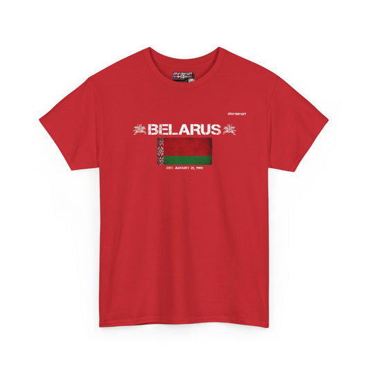Belarus flag t-shirt in Red — premium cotton, Nordenatt