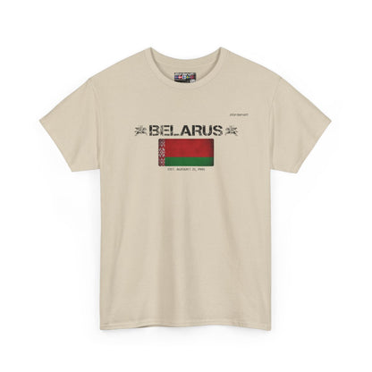 Belarus flag t-shirt in Sand — premium cotton, Nordenatt
