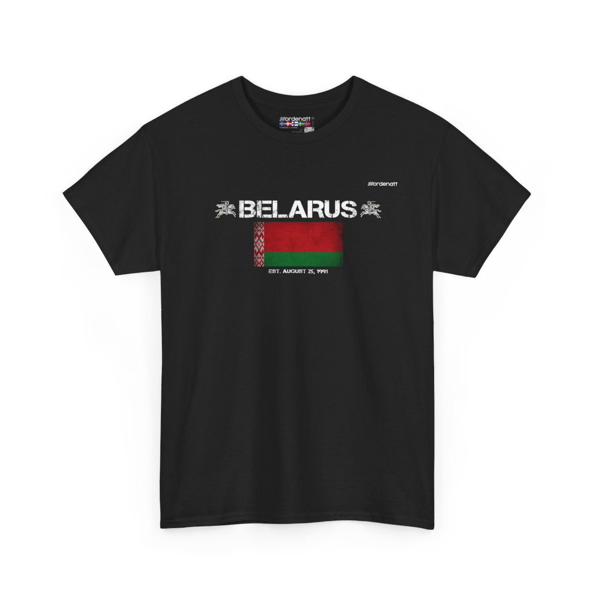 Belarus flag t-shirt in Black — premium cotton, Nordenatt