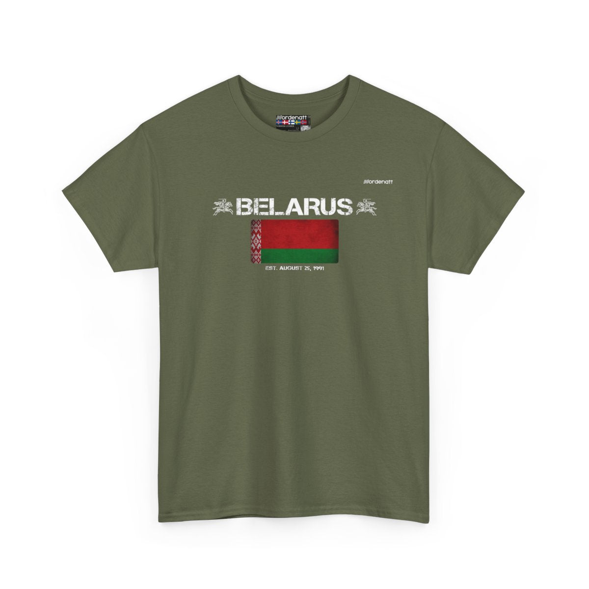 Belarus flag t-shirt in Military Green — premium cotton, Nordenatt