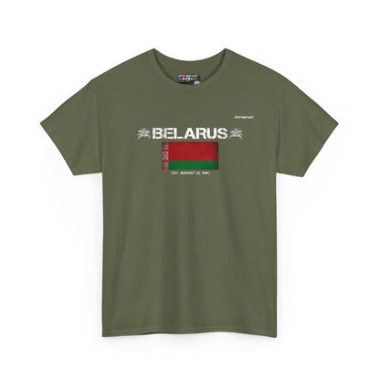 Belarus flag t-shirt in Military Green — premium cotton, Nordenatt
