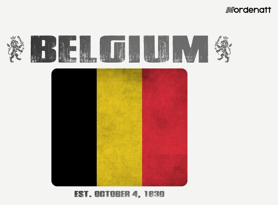 Belgium design preview: flag, date and emblem inspiration printed on light t-shirts (Nordenatt)