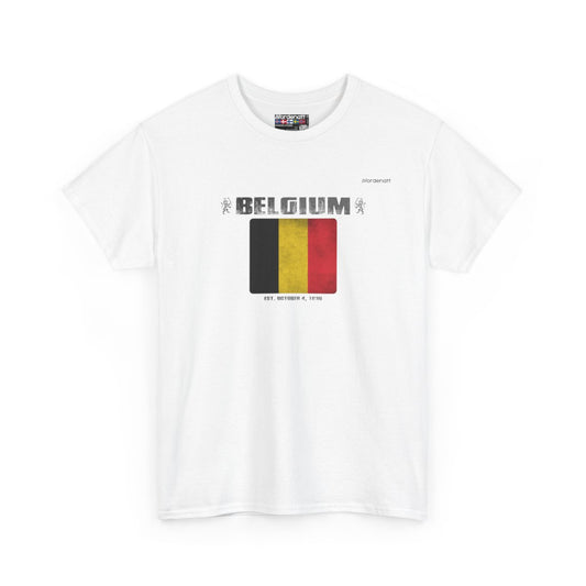 Belgium flag t-shirt in White — premium cotton, Nordenatt
