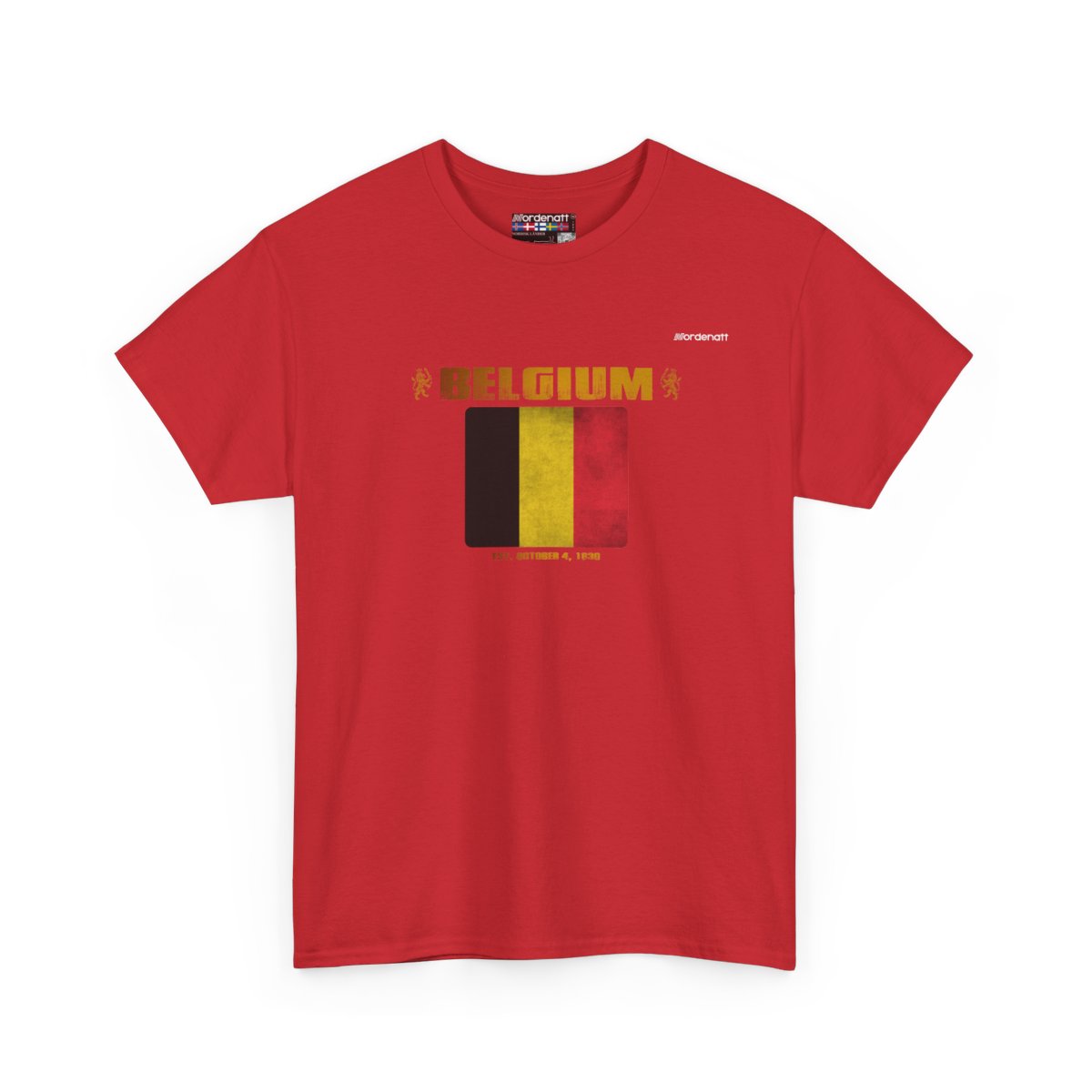Belgium flag t-shirt in Red — premium cotton, Nordenatt