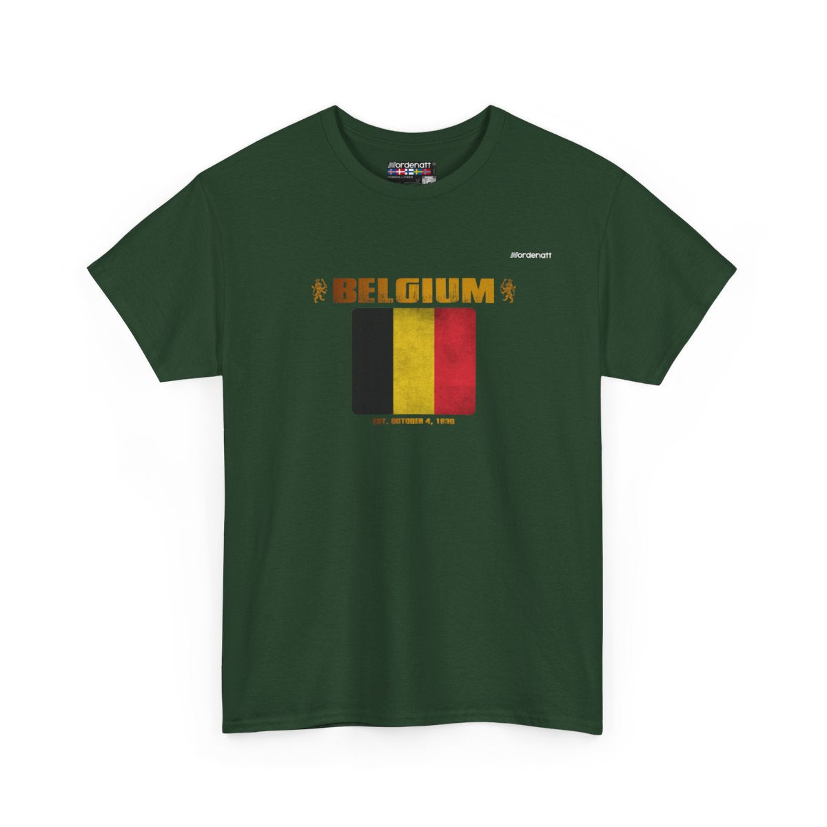 Belgium flag t-shirt in Forest Green — premium cotton, Nordenatt