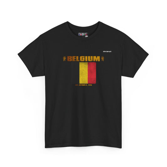 Belgium flag t-shirt in Black — premium cotton, Nordenatt