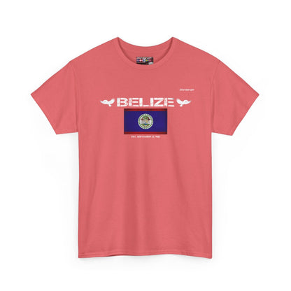 Belize flag t-shirt in Coral Silk — premium cotton, Nordenatt
