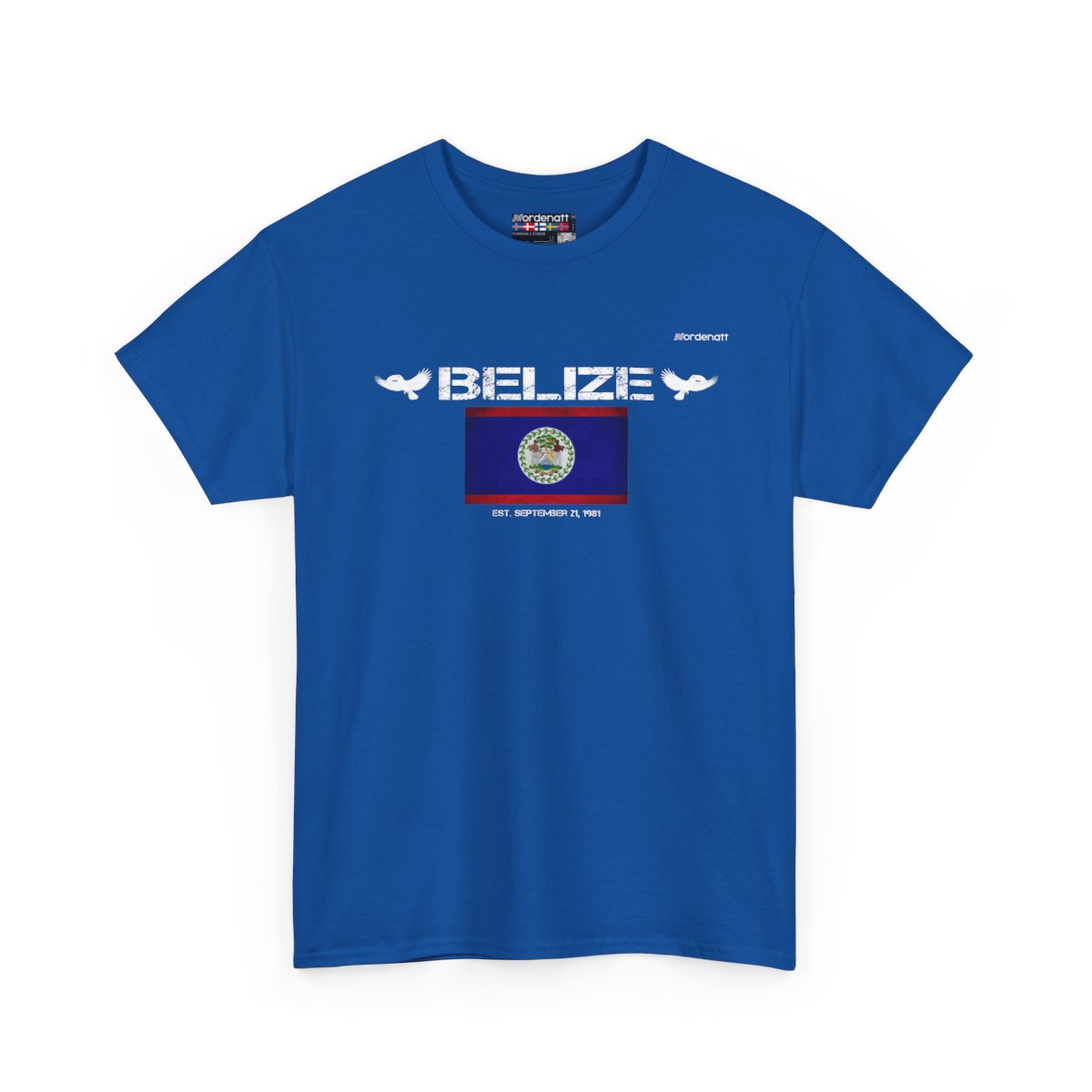 Belize flag t-shirt in Royal — premium cotton, Nordenatt