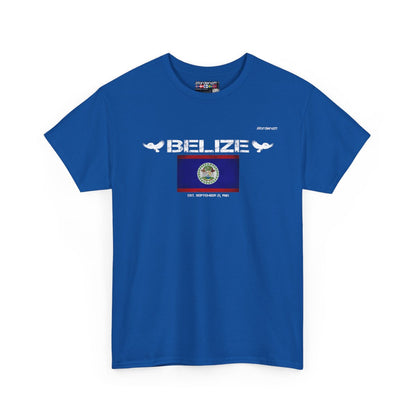 Belize flag t-shirt in Royal — premium cotton, Nordenatt