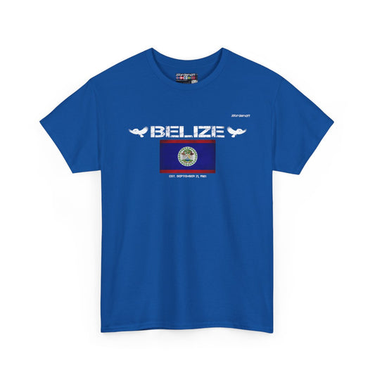 Belize flag t-shirt in Royal — premium cotton, Nordenatt