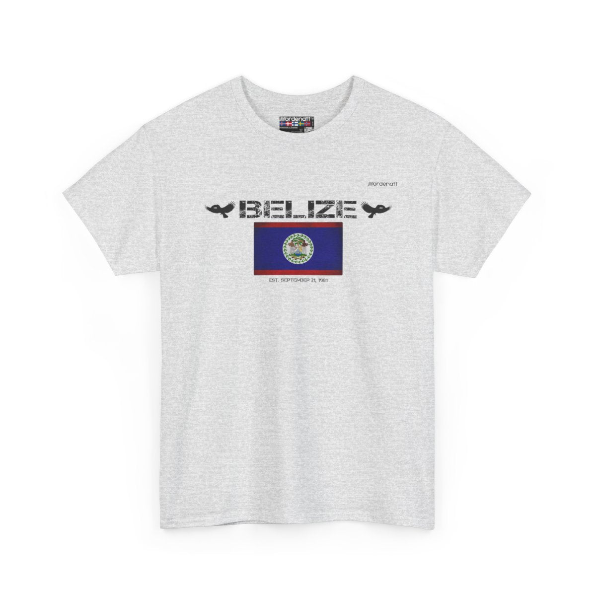 Belize flag t-shirt in Ash — premium cotton, Nordenatt