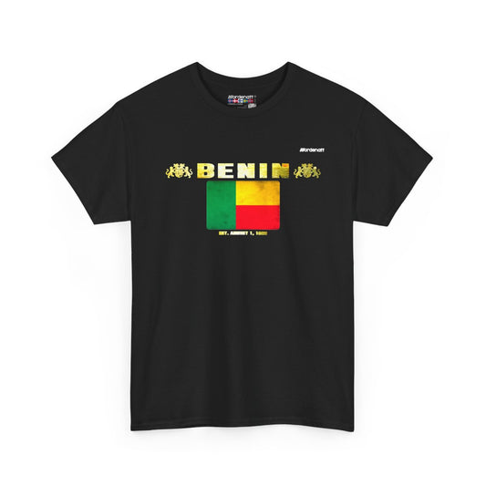 Benin flag t-shirt in Black — premium cotton, Nordenatt