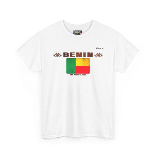 Benin flag t-shirt in White — premium cotton, Nordenatt