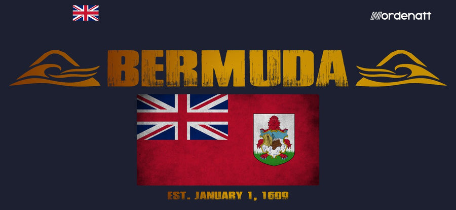 Bermuda design preview: flag, date and emblem inspiration printed on dark t-shirts (Nordenatt)