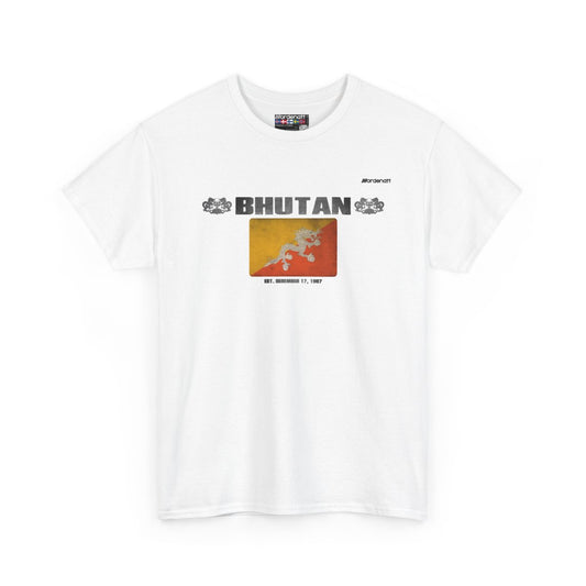 Bhutan flag t-shirt in White — premium cotton, Nordenatt