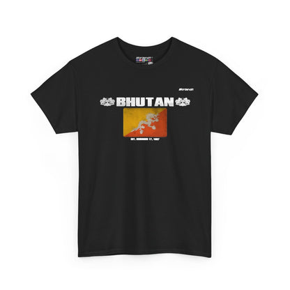 Bhutan flag t-shirt in Black — premium cotton, Nordenatt
