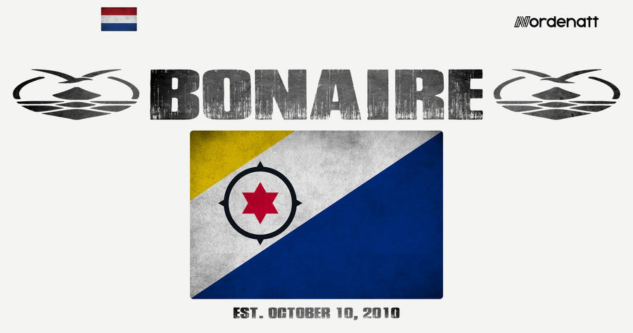Bonaire design preview: flag, date and emblem inspiration printed on light t-shirts (Nordenatt)