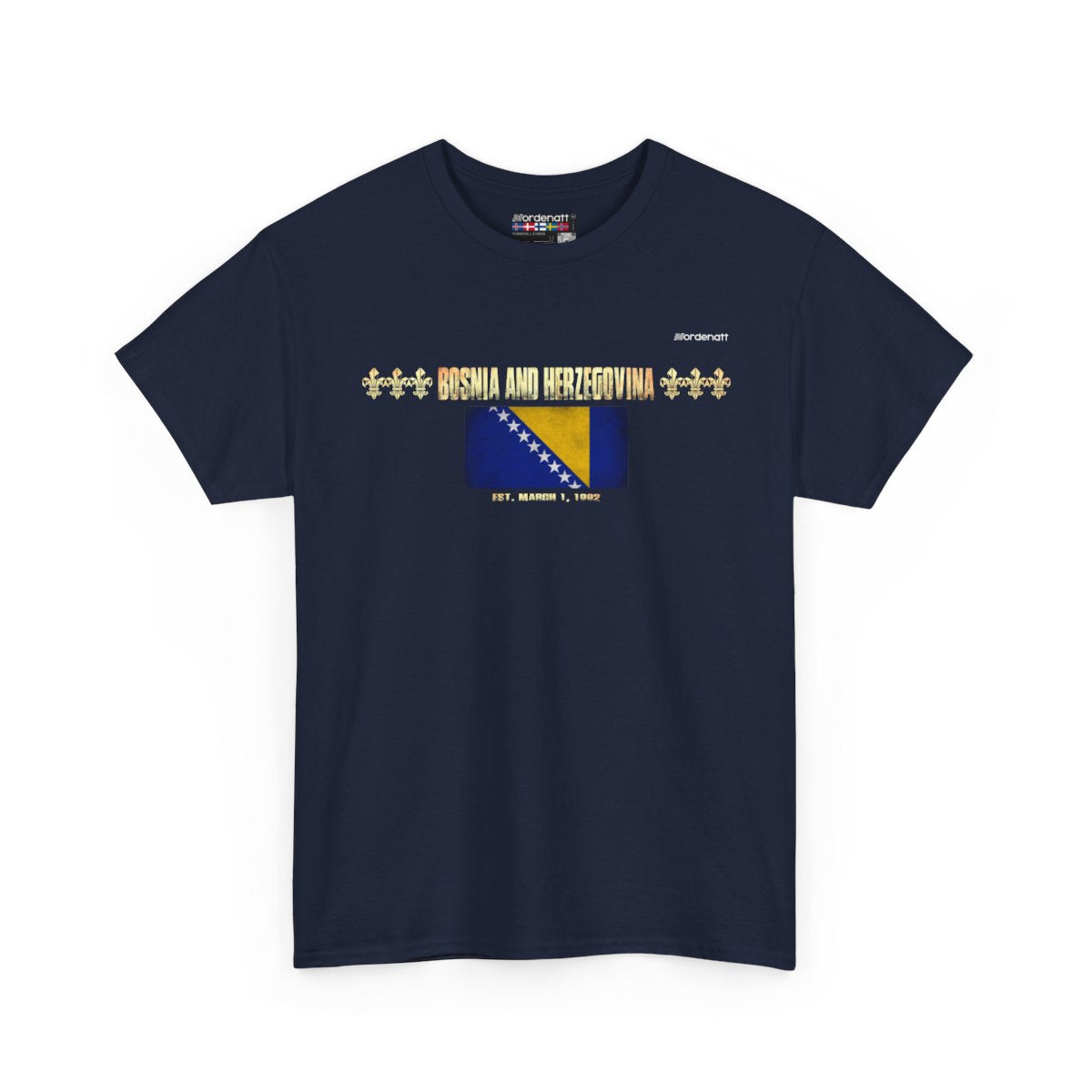 Bosnia And Herzegovina flag t-shirt in Navy — premium cotton, Nordenatt