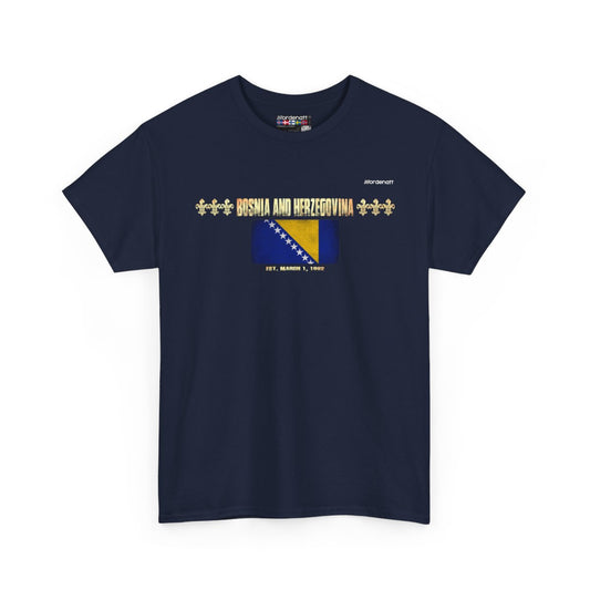 Bosnia And Herzegovina flag t-shirt in Navy — premium cotton, Nordenatt