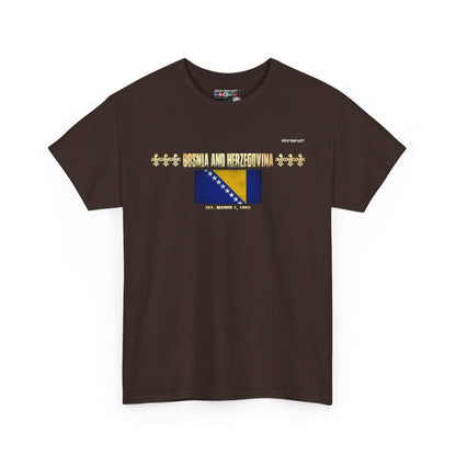 Bosnia And Herzegovina flag t-shirt in Dark Chocolate — premium cotton, Nordenatt