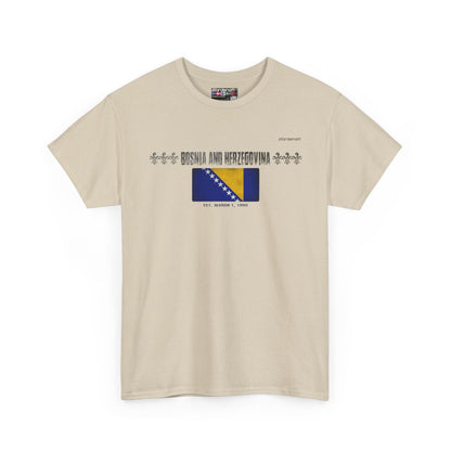 Bosnia And Herzegovina flag t-shirt in Sand — premium cotton, Nordenatt