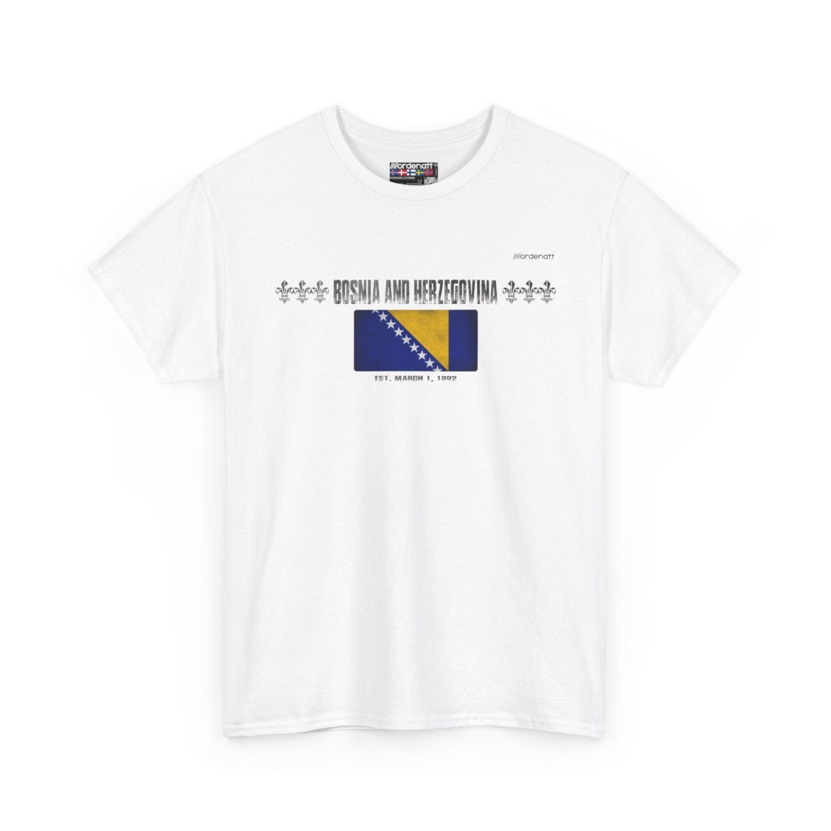 Bosnia And Herzegovina flag t-shirt in White — premium cotton, Nordenatt
