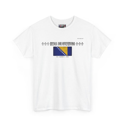 Bosnia And Herzegovina flag t-shirt in White — premium cotton, Nordenatt