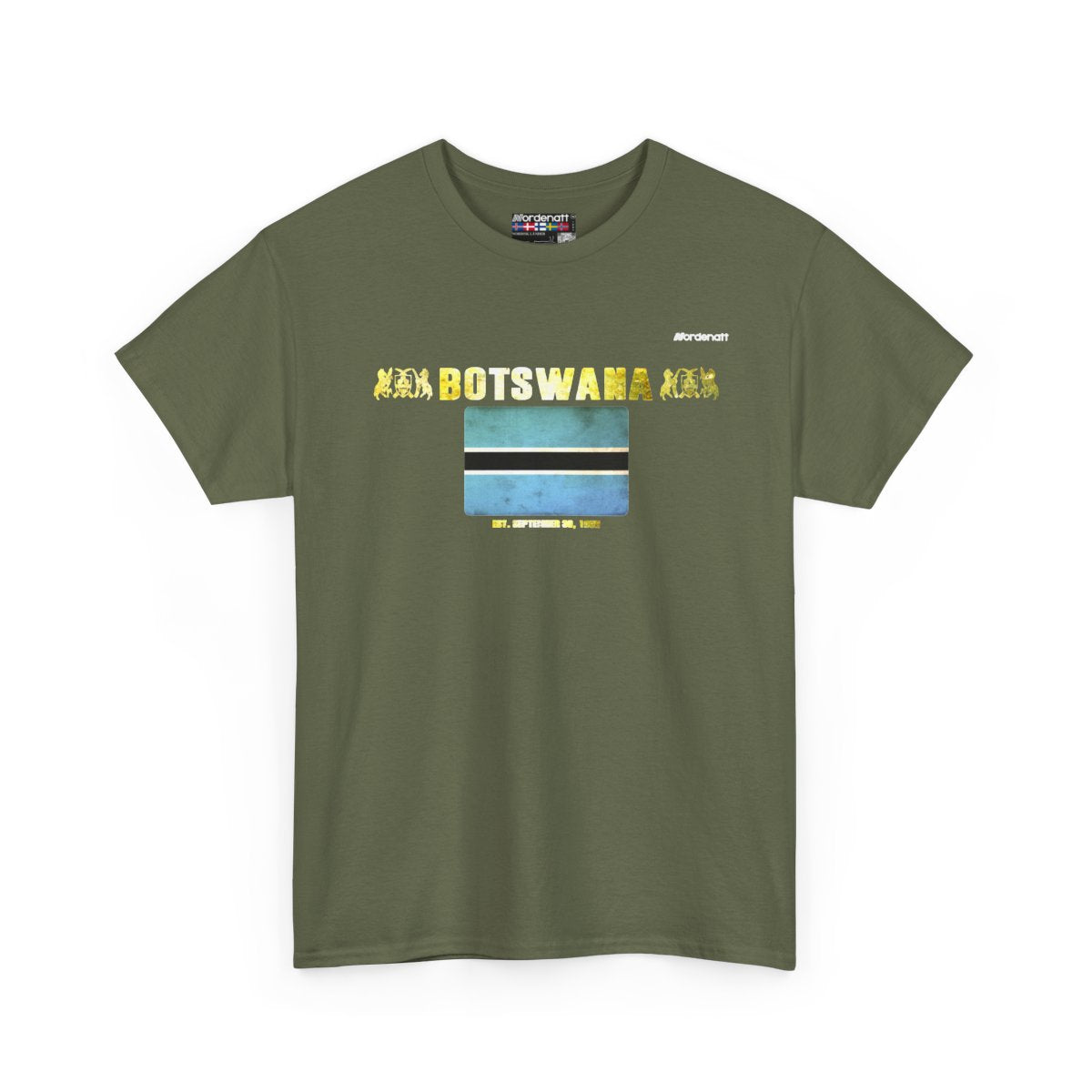 Botswana flag t-shirt in Military Green — premium cotton, Nordenatt