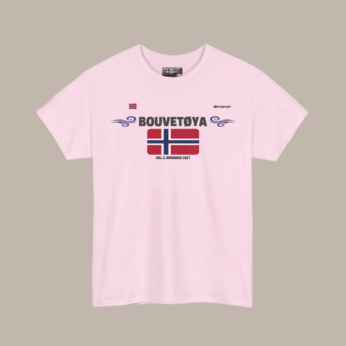 Bouvet Island flag t-shirt in Light Pink — premium cotton, Nordenatt