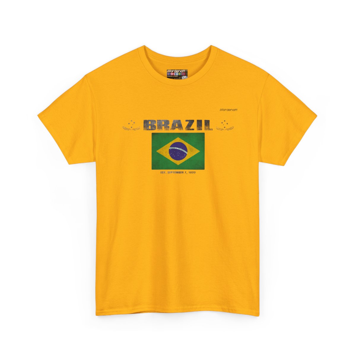 Brazil flag t-shirt in Gold — premium cotton, Nordenatt