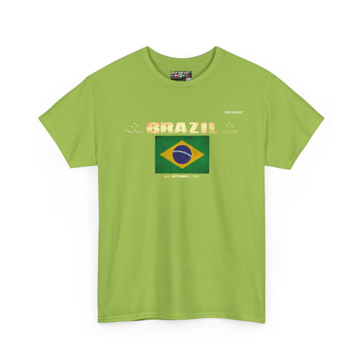 Brazil flag t-shirt in Kiwi — premium cotton, Nordenatt