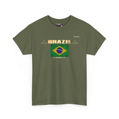 Brazil flag t-shirt in Military Green — premium cotton, Nordenatt
