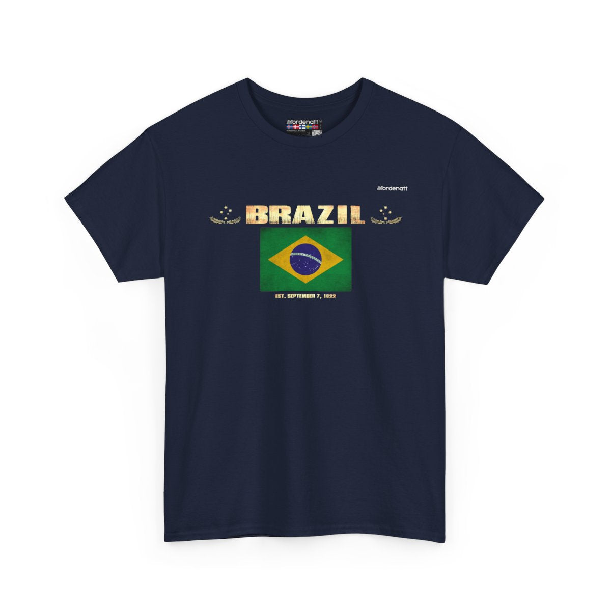 Brazil flag t-shirt in Navy — premium cotton, Nordenatt