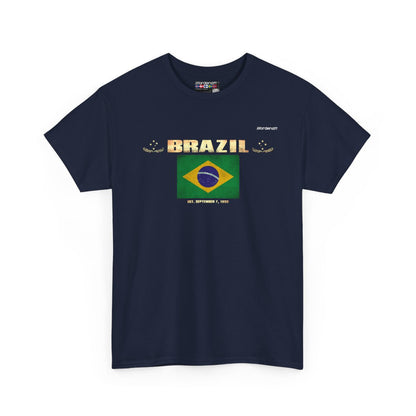 Brazil flag t-shirt in Navy — premium cotton, Nordenatt