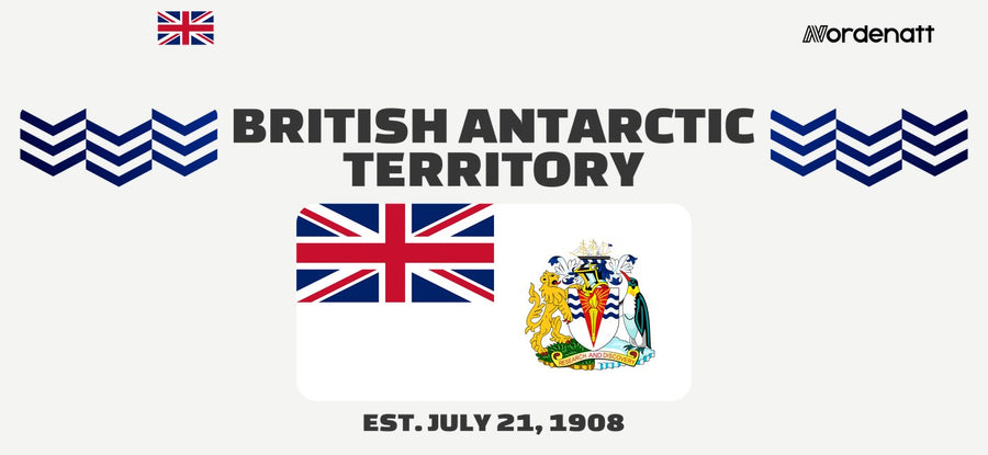 British Antarctic Territory design preview: flag, date and emblem inspiration printed on light t-shirts (Nordenatt)