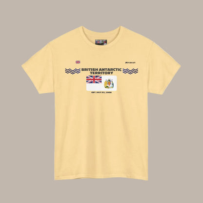British Antarctic Territory flag t-shirt in Yellow Haze — premium cotton, Nordenatt