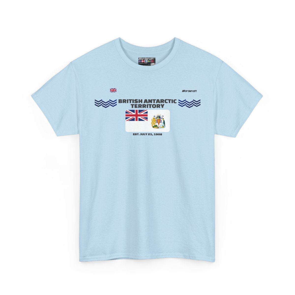 British Antarctic Territory flag t-shirt in Light Blue — premium cotton, Nordenatt