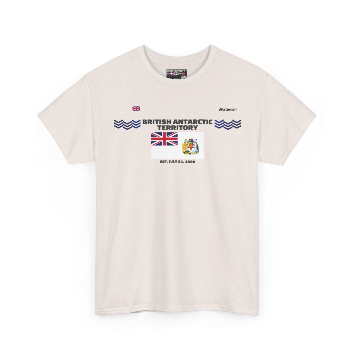 British Antarctic Territory flag t-shirt in Ice Grey — premium cotton, Nordenatt