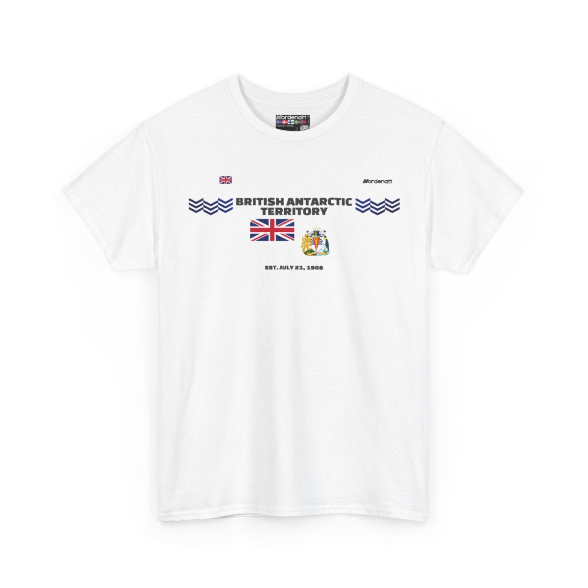 British Antarctic Territory flag t-shirt in White — premium cotton, Nordenatt