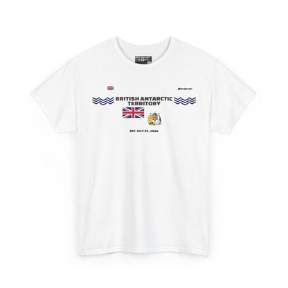 British Antarctic Territory flag t-shirt in White — premium cotton, Nordenatt
