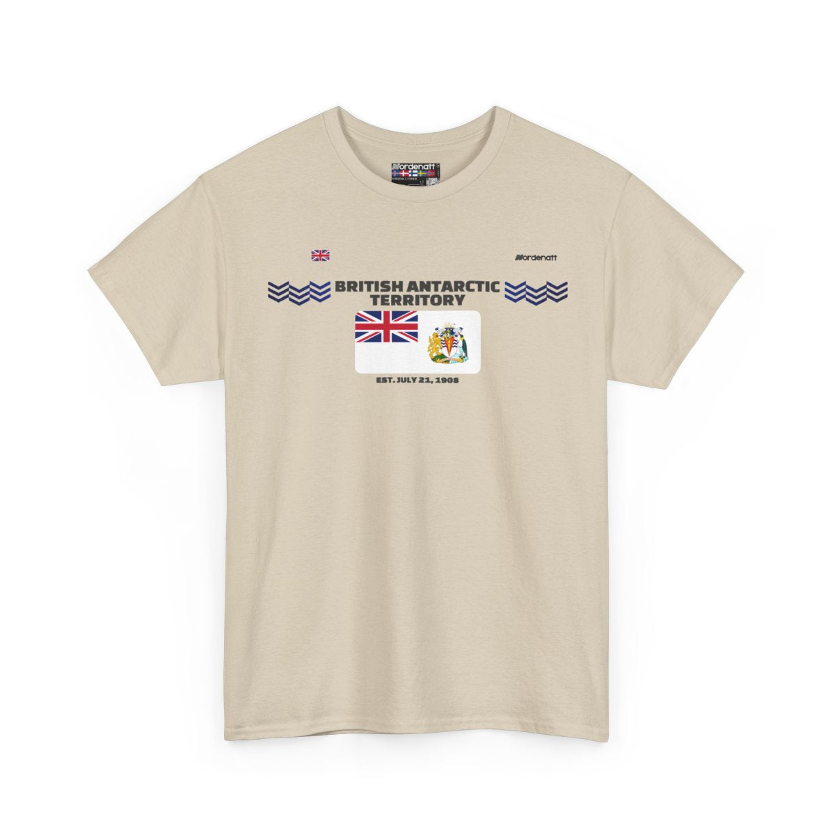 British Antarctic Territory flag t-shirt in Sand — premium cotton, Nordenatt
